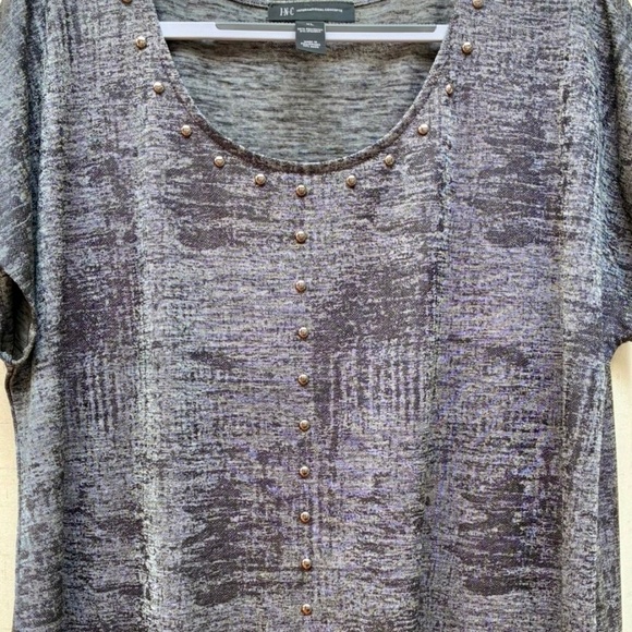 INC International Concepts Tops - Studded Silver and Black Top